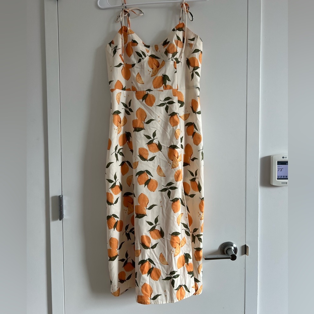 Lemon Print Midi Summer Dress size Medium